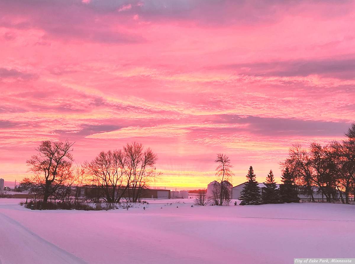 Beautiful scenery surrounds Lake Park, Minnesota.